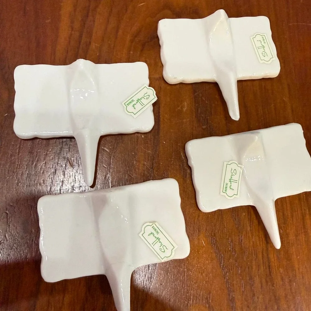 Vintage Shafford White Porcelain Cheese Markers Set of 4 Farmhouse Kitchen